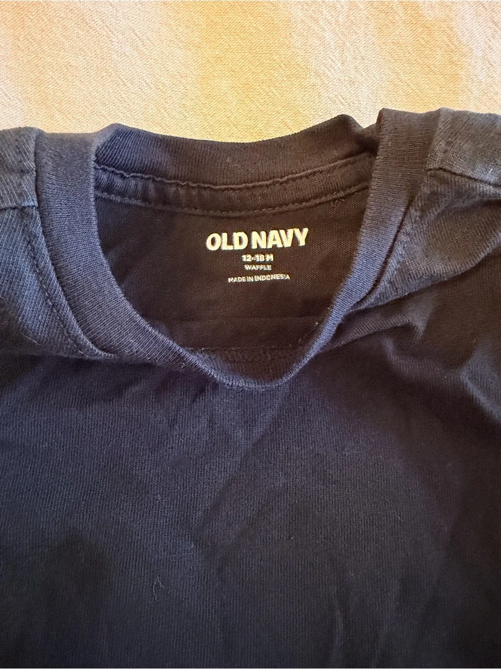 Old Navy Black Tee with Black-and-White Checkered Layered Sleeves